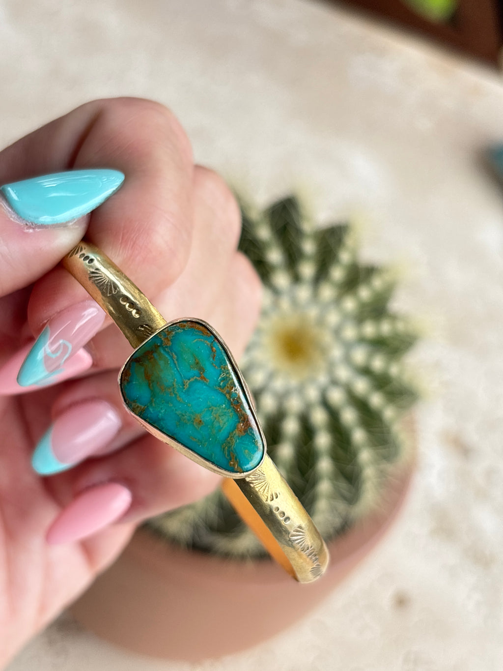 Sol West Golden Mesa Kingman Turquoise Cuff